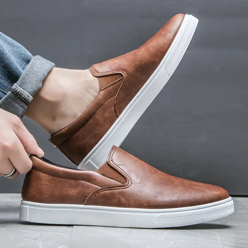 Herren Slipper Schlupfschuhe Komfortabel Leder für Lässige Outfits-5