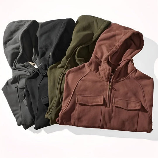 Herren Hoodie Winter Stil Baumwolle Bequeme Passform Kängurutasche-5