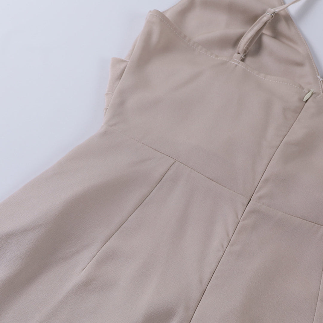 Damen Midi Kleid Drapiert Spaghetti-Träger Hochwertiger Stoff für Abendveranstaltungen 6