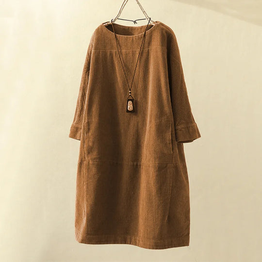 Variant image for Damen Kleid Langarm Elegant Cord für Festliche Anlässe-13