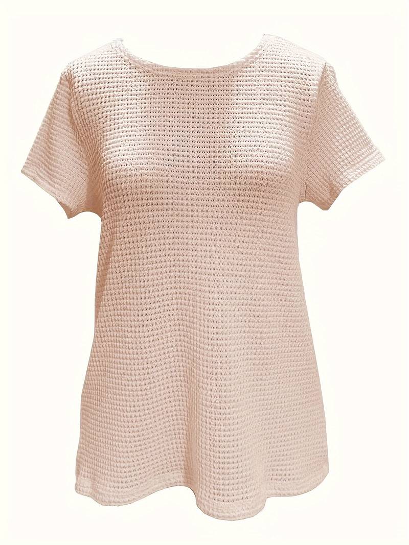 Damen T-Shirt mit Spitzendetails Rundhalsausschnitt Baumwolle-4