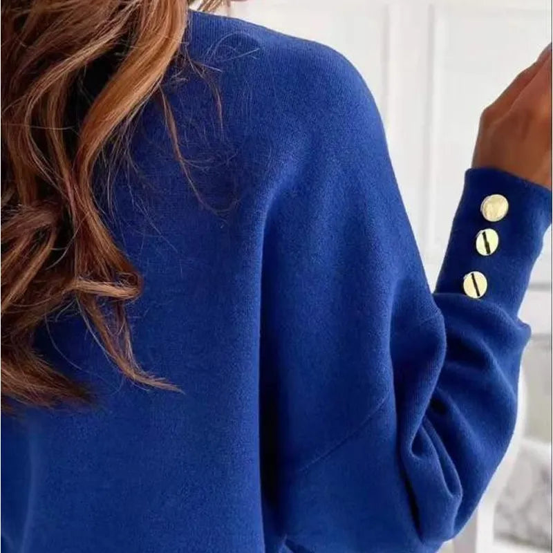 Damenpullover V-Ausschnitt Baumwolle Polyester Bequem und Atmungsaktiv 3