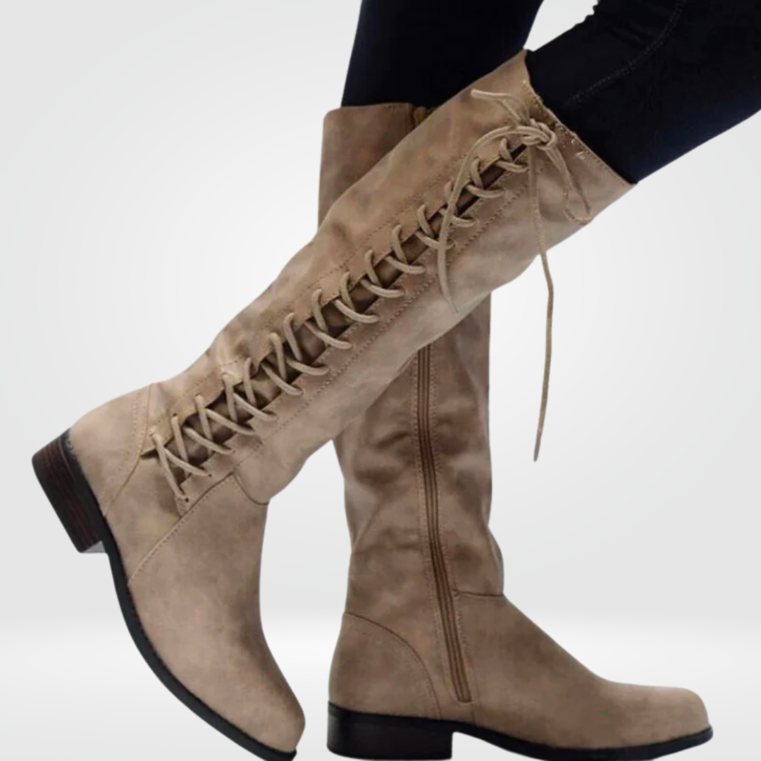Damen Overknee Stiefel Bequeme Lederstiefel für Alltag und Büro 2