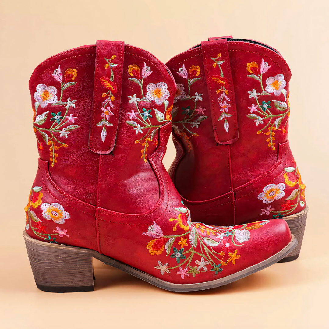 Damen Stiefel Cowgirl Vintage Stil Wasserabweisend Leder 6