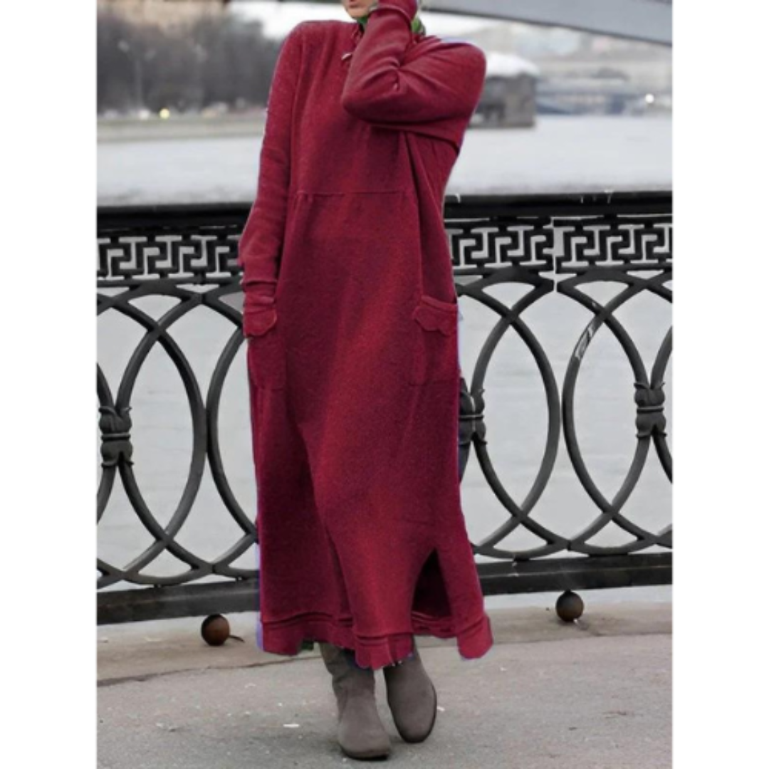 Variant image for Damen Maxi Kleid Elegantes Design Bequem Warmer Stoff-15