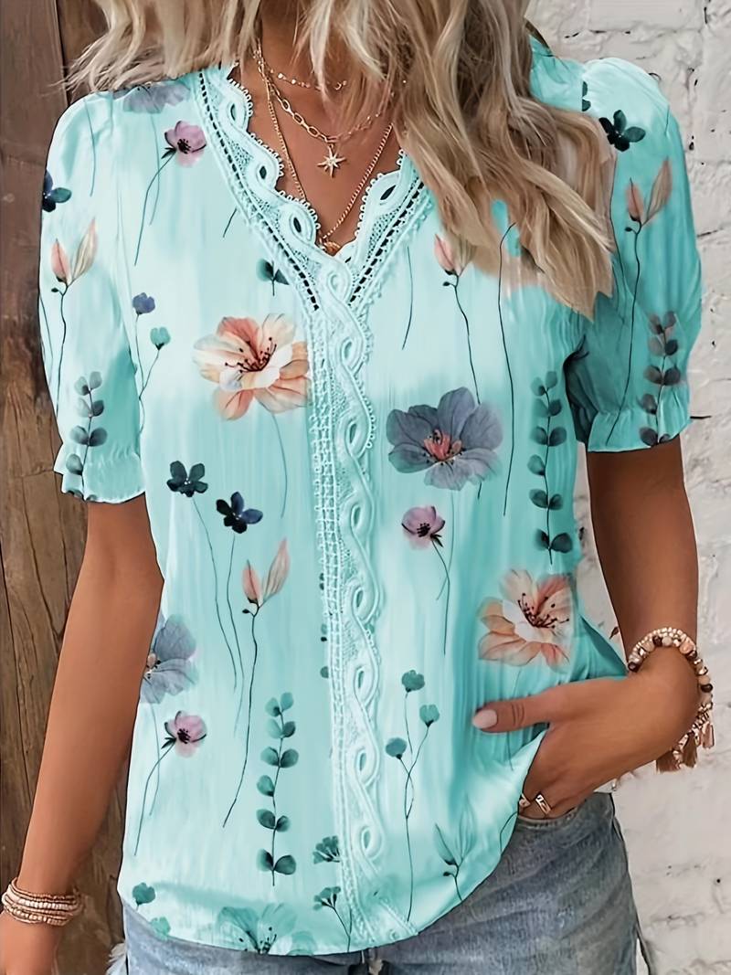 Variant image for Damenbluse V-Ausschnitt Lockeres Polyester für Frühling und Sommer-25
