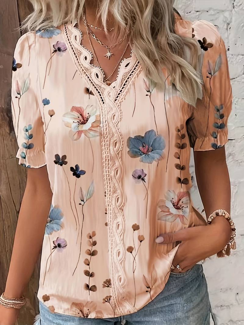 Variant image for Damenbluse V-Ausschnitt Lockeres Polyester für Frühling und Sommer-9