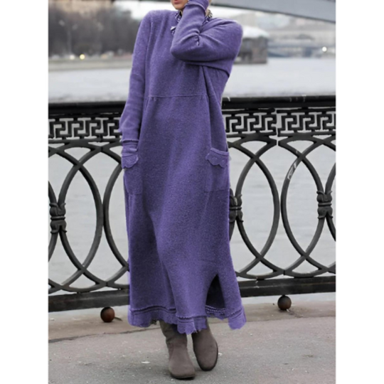 Variant image for Damen Maxi Kleid Elegantes Design Bequem Warmer Stoff-29
