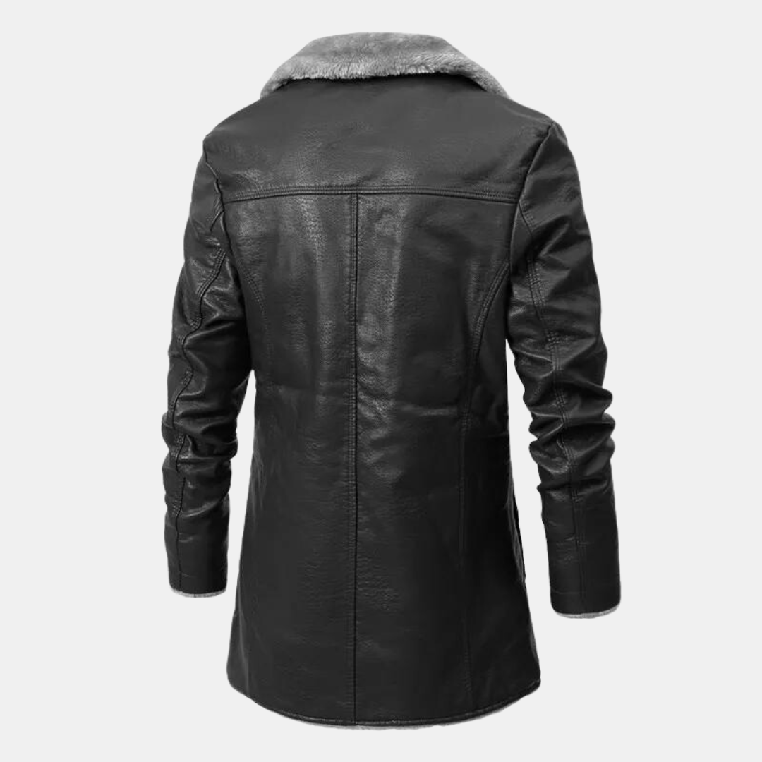 Herren Mantel Lang Leder Stilvoll Warm für Winter-2