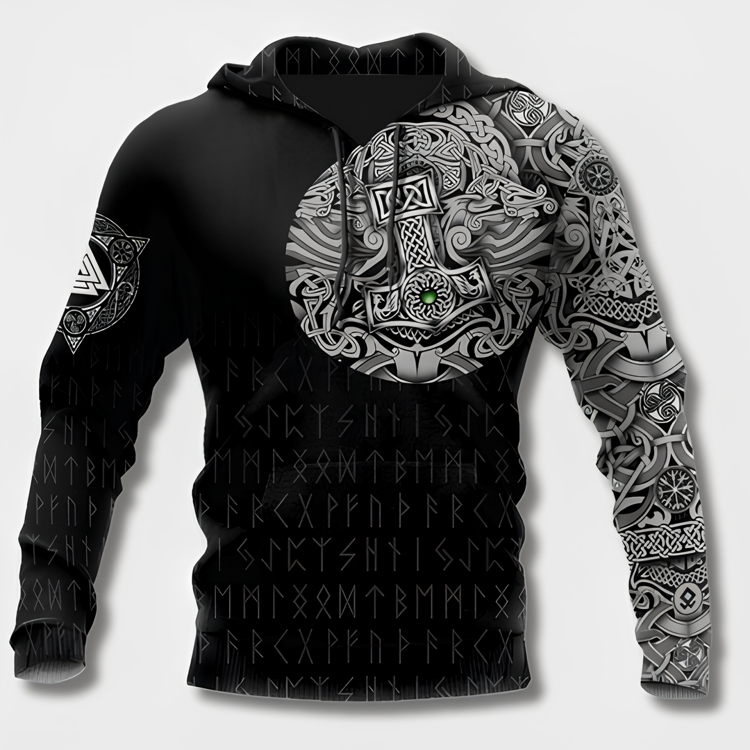 Variant image for Herren Kapuzenpullover Wikinger Stil Bequem Baumwollmischung-33