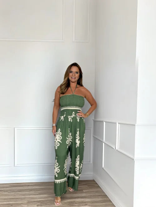 Damen Jumpsuit Festlich Schulterfrei Eleganter Polyester Overall-1
