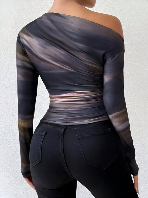 Damen Langarmshirt Elegantes Design Hochwertige Baumwolle-4