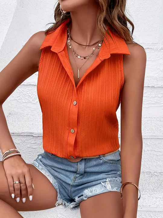 Damen Shirt Ärmellos Trendy Baumwolle Atmungsaktiv-5