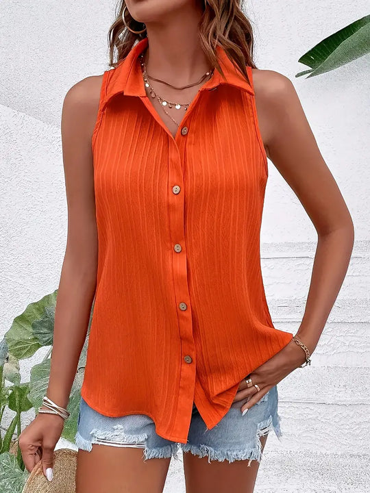 Damen Shirt Ärmellos Trendy Baumwolle Atmungsaktiv-4