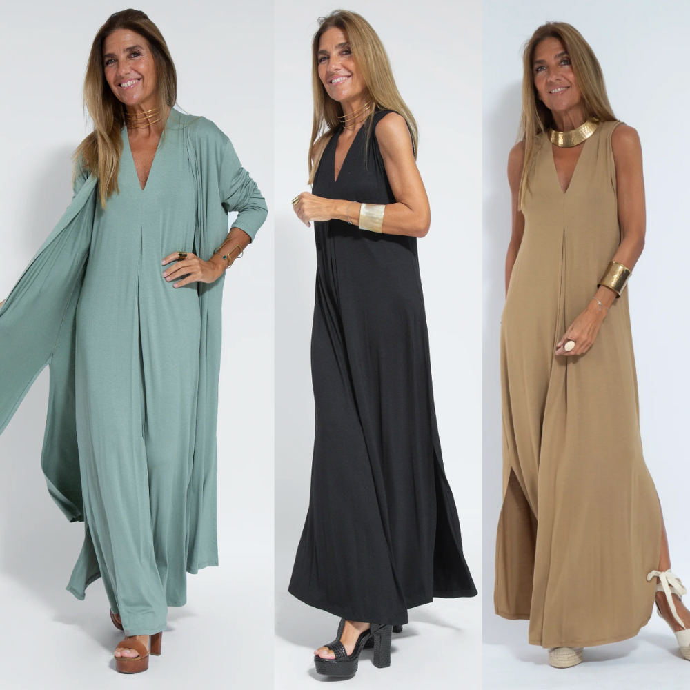 Damen Langes Kleid und Weste Elegantes Design Baumwollmischung für Sommer-2