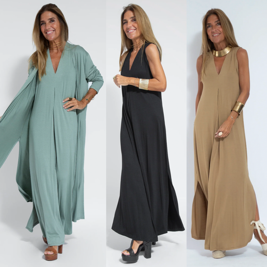 Damen Langes Kleid und Weste Elegantes Design Baumwollmischung für Sommer-2