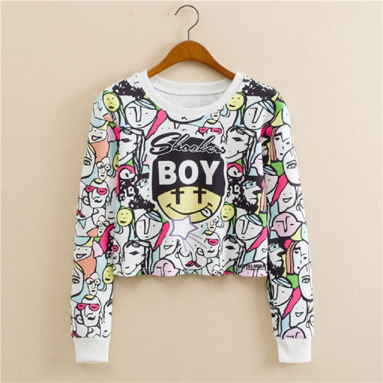Bedrucktes Sweatshirt Mit Kragen