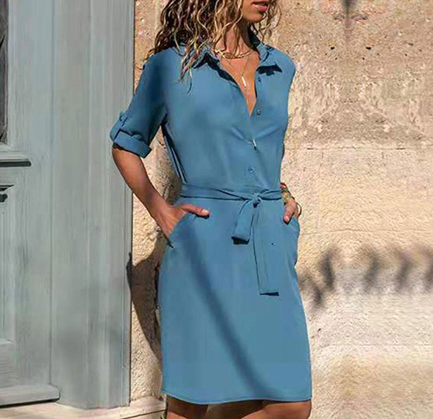 Variant image for Damen Kleid Elegantes Sommerkleid Hochwertiger Stoff-16