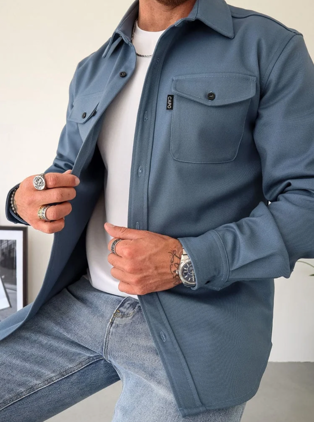 Variant image for Herren Langarmshirt Stilvolles Design Bequemes Baumwollmaterial-9