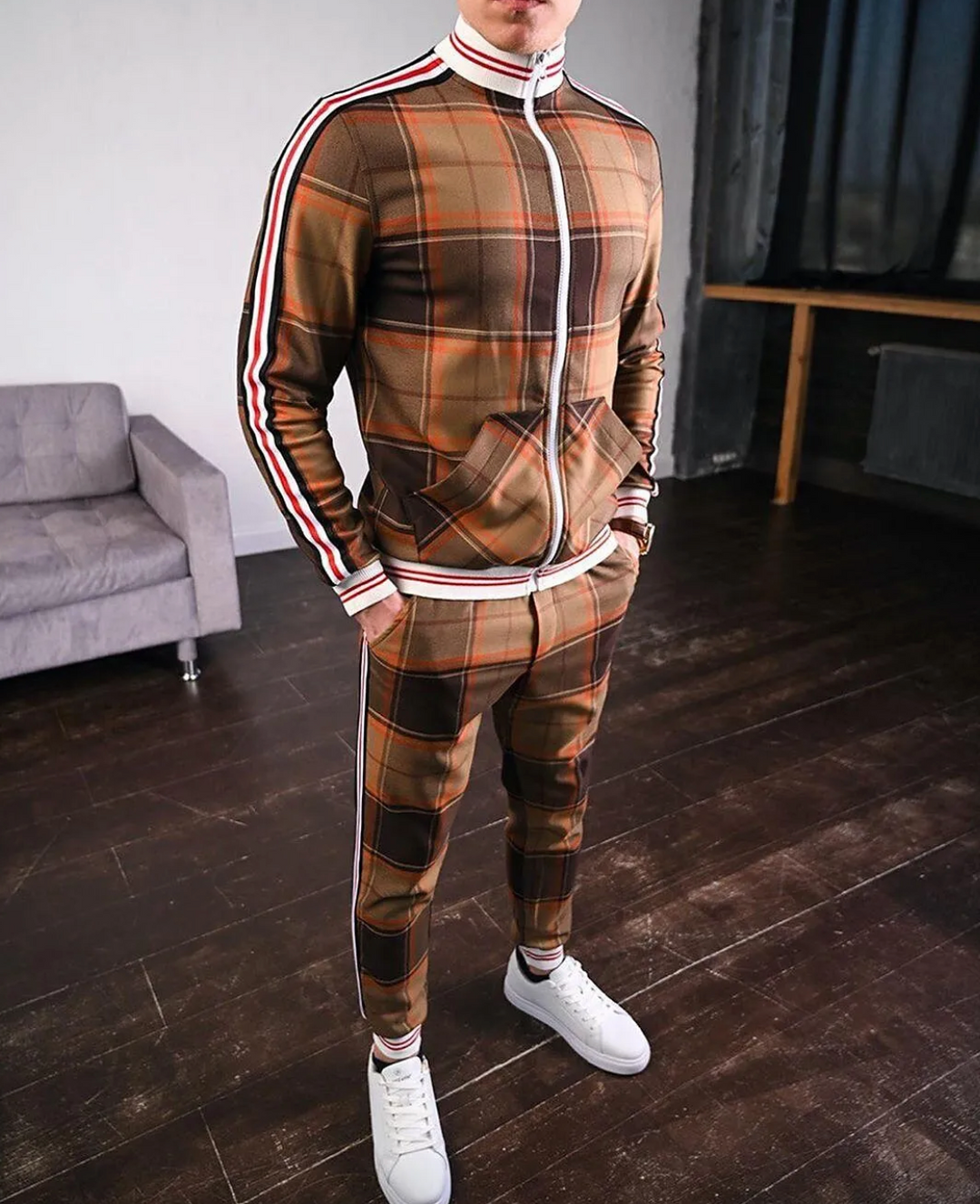 Herren Set Stilvoller Look Langarm Polyester für Sport und Freizeit 4