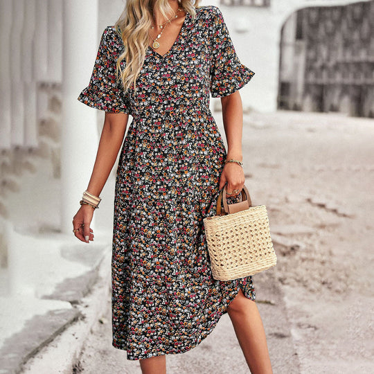 Variant image for Damen Kleid Floral Leicht Baumwolle für Sommerausflüge-7