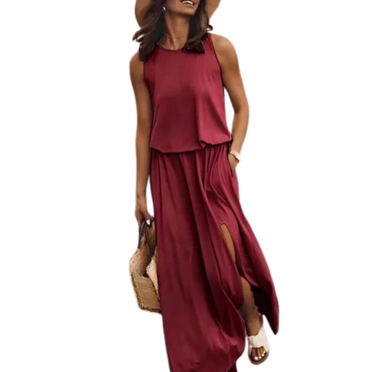 Lässiges, ärmelloses Kleid mit Schlitz für Damen