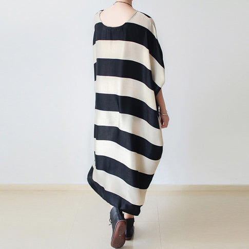 Damen Baggy Kleid Gestreift 4