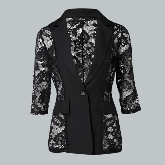 Damen Blazer Tailliert Spitze Leicht Polyester-Viskose-Mischung 3