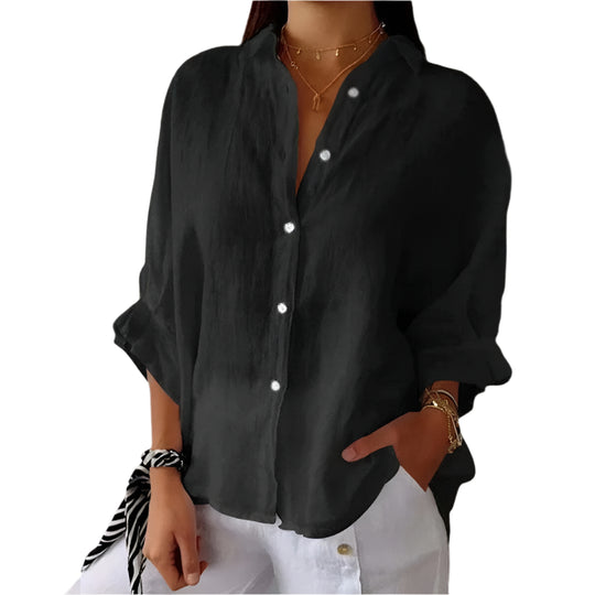Damen Bluse Zeitlos Baumwollmischung 0