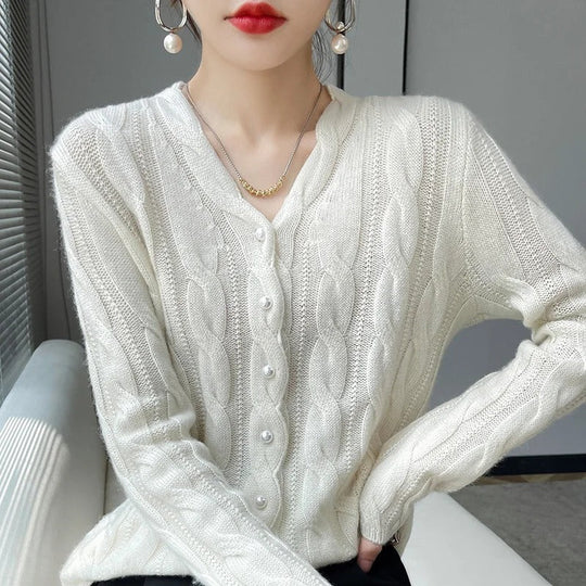 Damen Cardigan mit niedlichem Muster aus Wolle 3