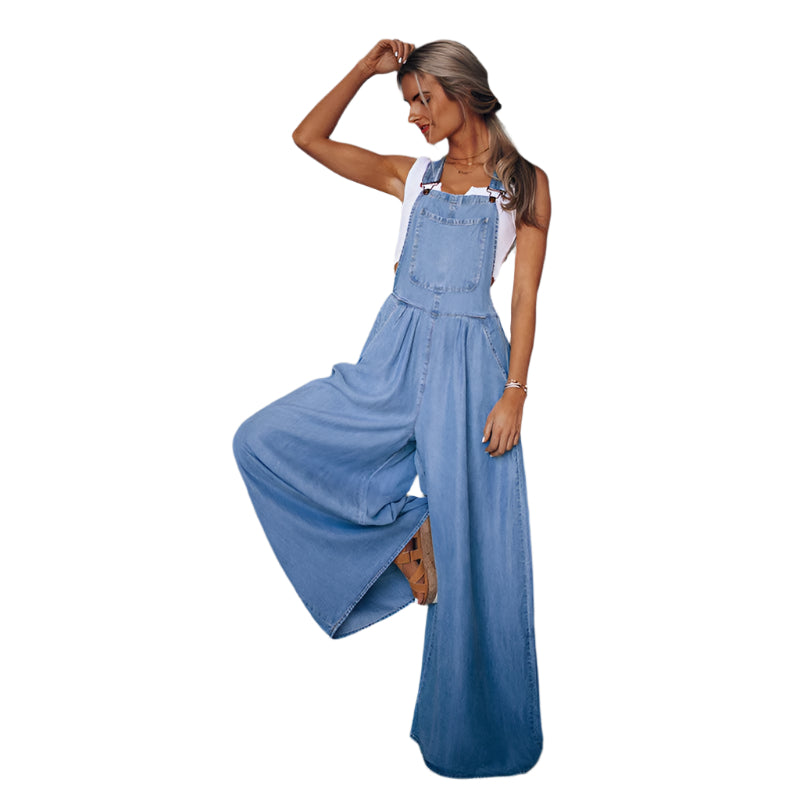 Damen Denim Jumpsuit Stilvolles Design Bequem 0