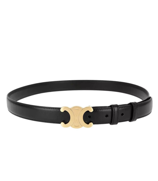 Damen Gürtel Verstellbar Leder Mit Goldakzent 0