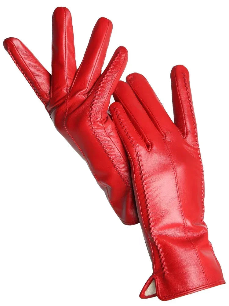 Damen Handschuhe Winter Kunstleder Warm Elegant 5