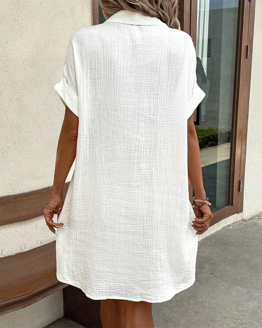 Damen Hemdkleid Klassisch Leichtes Atmungsaktives Material 8