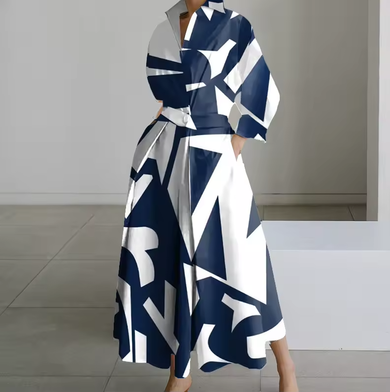 Damen Hemdkleid Tailliert Mit Kragen Aus Hochwertigem Stoff 10