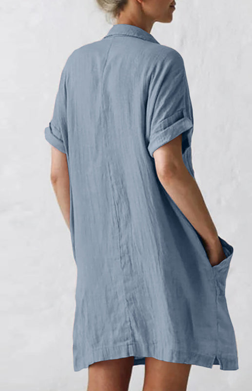 Damen Hemdkleid mit Reverskragen und Taschen 3