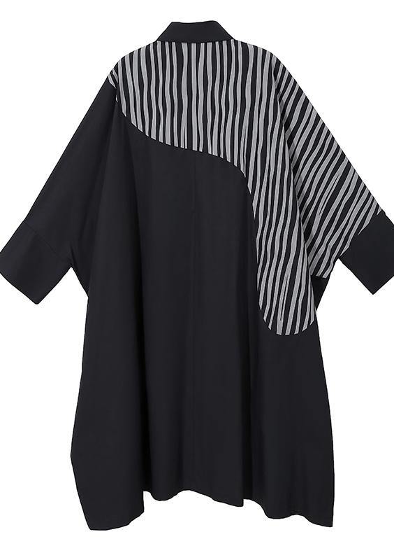Damen Hemdkleid mit langen Fledermausärmeln im Patchwork-Stil 2