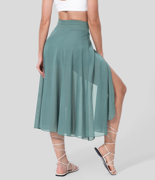 Damen Hochtaillierte 2-in-1 Rock Elegant 2
