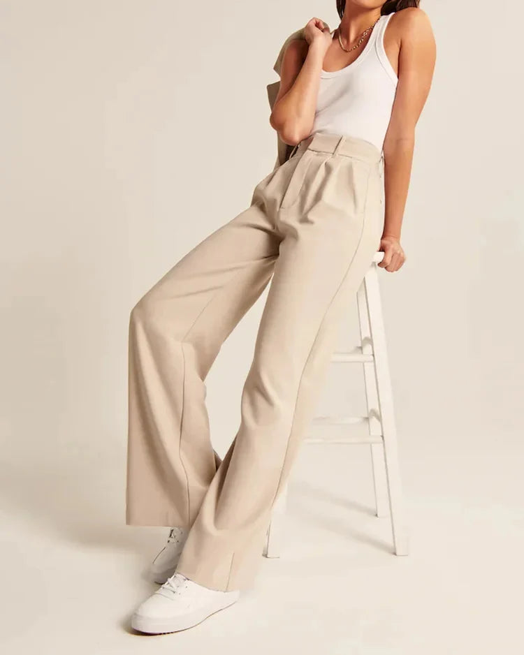 Damen Hochtaillierte Hose mit Weiten Beinen aus Woven Stoff 7
