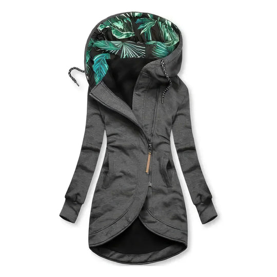 Damen Hoodie Wasserabweisend Tropenmuster Enganliegend 5