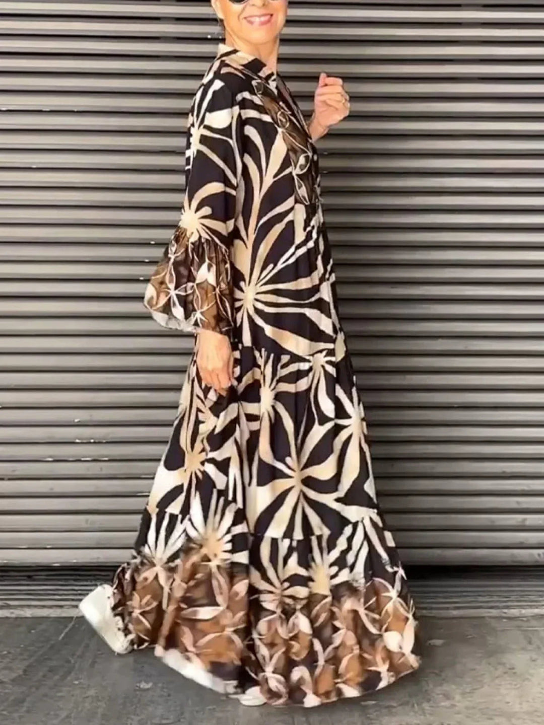 Damen Kleid Print Lässig Hochwertiger Stoff 6