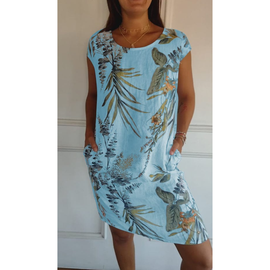 Damen Kleid Rundhalsausschnitt Bequem Sommerstil 3