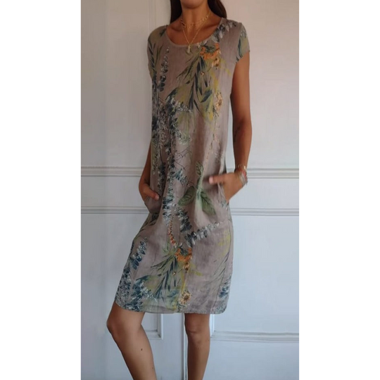 Damen Kleid Rundhalsausschnitt Bequem Sommerstil 6