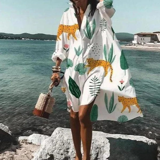 Damen Kleid Tailliert Sommerleichtes Material Atmungsaktiv 4