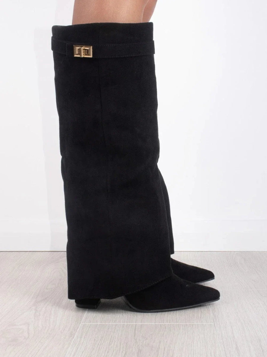 Damen Kniehohe Stiefel Mit Blockabsatz Stylish Und Bequem 3