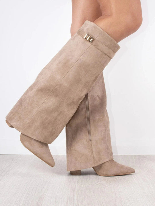 Damen Kniehohe Stiefel Mit Blockabsatz Stylish Und Bequem 4