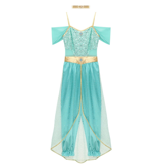 Damen Kostüm Arabische Prinzessin mit Schulterfreiem Oberteil und Locker Fallender Hose 5