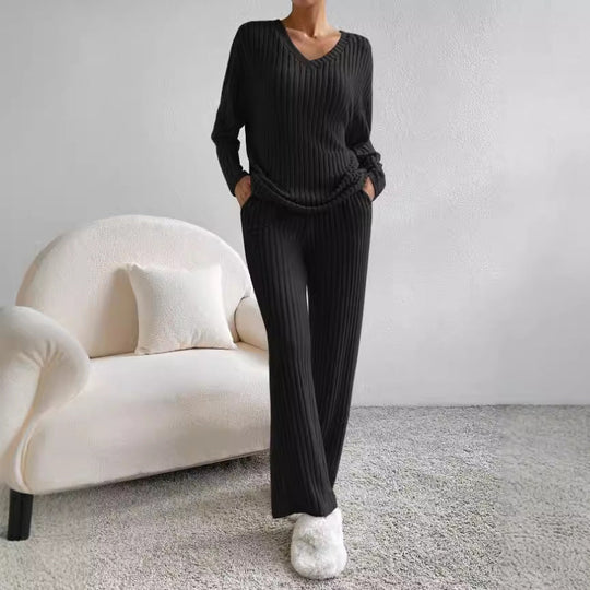 Damen Lounge Set Ribbed Strick 3