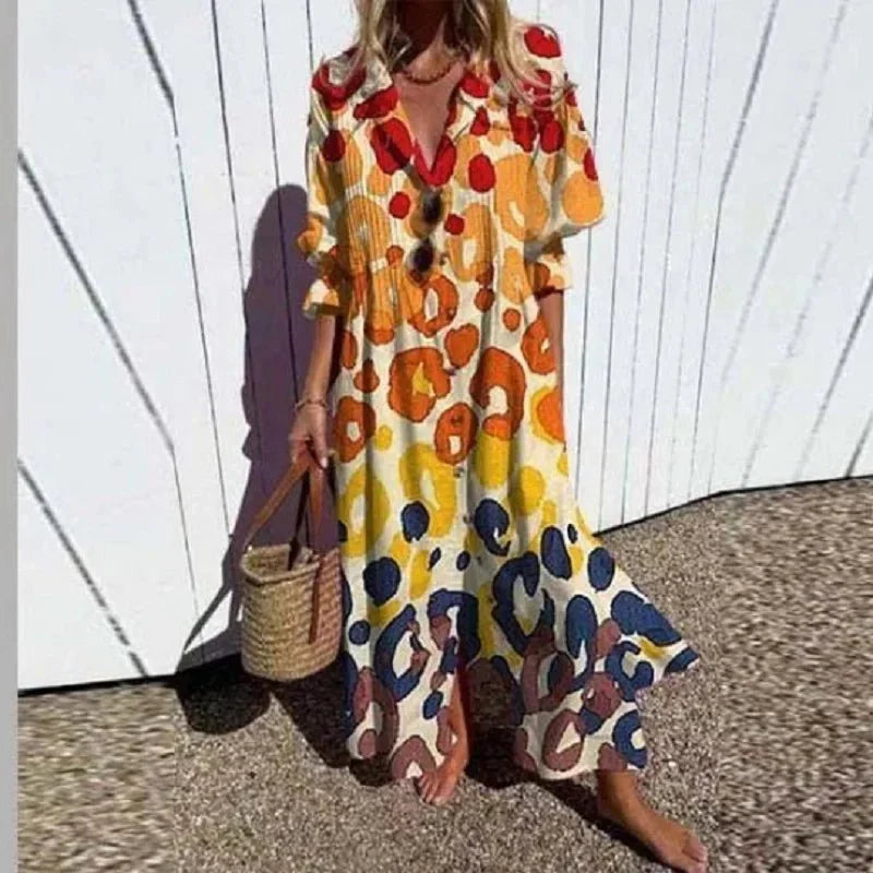 Damen Maxi Kleid Boho Stil Fließend 3
