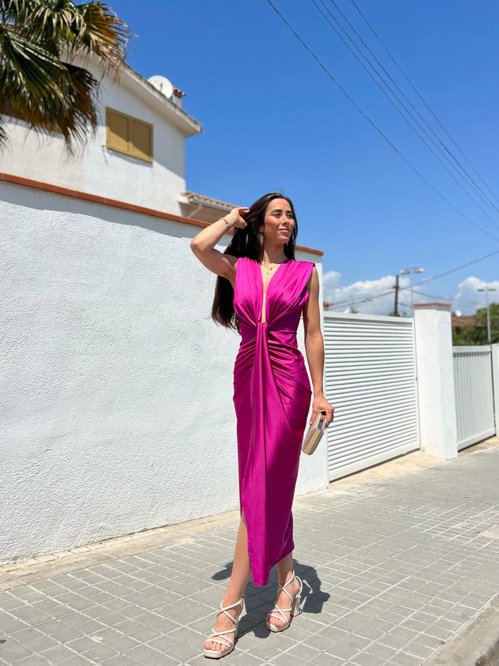 Damen Maxi Kleid Faltendes Design 7